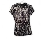 DKNY ‎ Animal Print Black and Cream Ruched Short Sleeve Top Size Small Photo 1