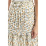 MAX STUDIO LONDON Womens Tiered Maxi Skirt Yellow Floral Print Elastic Waist XL White Photo 2