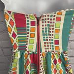 Judith March bold neon funky geo printed strapless midi dress cotton Small chic Photo 7