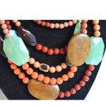 Premier Designs NWOT  Mid Mod Multi Layer Earth Tone Beaded 18"-22" Boho Necklace Photo 1
