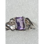 Avon Sterling Silver and Amethyst Ring with two white stones Sz 7 Photo 1