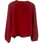 Madewell  Texture & Thread Crepe Wrap Top in Cherry Red Holiday Party Flirty M Photo 7