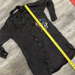 ZARA Embroidered Black Button-Up Shirt Dress XS-M $100 Photo 10