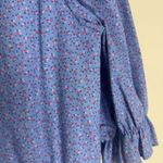 Vtg Alphorn Dress Womens Medium Floral Button Front Puff Sleeve Germany 80s Blue Photo 9