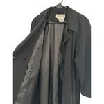 Talbots VTG Long Trench Coat Size 14 Black Belted Storm Flap Business Classic Photo 3