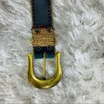 Vintage Woven Striped Belt Gold Bead Trim M L Tan Photo 2