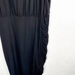 Maeve Anthropologie Medium Dress Black Solid Ruched Side Maxi Full Length 525 Photo 6