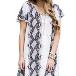 Buddy Love Ciara Dress Ombre Cream/Black Snakeskin Print Classic Shift Dress Photo 1
