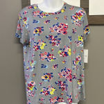 Vera Bradley Gray Floral Tee Shirt Rayon Blend Crewneck Short Sleeves - Large Photo 0