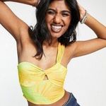 Bershka  Asymmetric Tie Front Crop Top in Tropical Floral  Photo 0