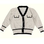 SHEIN CURVE Cream Black Pearl Button Cardigan Sweater Womens Plus 1X Old Money Photo 1