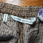 Anne Pinkerton‎ Pants Daisy Flower Silk Pattern Size Large Brown Silk Drawstring Photo 9