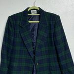 Leslie Fay  Green Plaid Wool Blend Vintage Blazer Sz L Photo 2