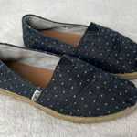 Toms Espadrille Alpargata Dot Chambray Slip On Shoes Womens 6.5 Black Rope Sole Photo 0