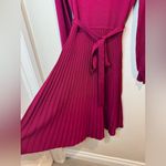 Nina Leonard New Rayon Balloon Sleeve Pleated Midi Sweater Dress Burgundy Size S Photo 2