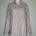Lucky Brand  Pink White Stripe Button Down Women’s Shirt Photo 0