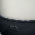 Aerie  Offline Charcoal Gray Ribbed Square Neck Crop Top Lettuce Hem Photo 3