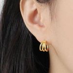 Gold Triple Hoop Earrings Photo 0