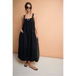 Free People  Oversized Chambray Denim Machu Barrel Midi Dress Black Size Large Photo 6