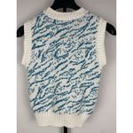 ZARA White Blue Zebra Flower Knit Academia Preppy Sweater Vest Size S Photo 4