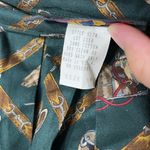 Charter Club Vintage Equestrian Print Pleated Midi Skirt Size 14 Green Cotton Photo 5