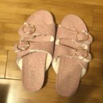 Loft Women’s Large (9-10M) Double Strap Faux Fur Buckle Sandals Candy Pink Photo 1