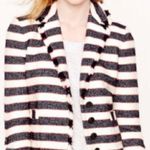 J Crew Collection Legion Stripe Cotton Blend Cropped Blazer Roll Sleever Sz 2 Blue Photo 0