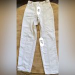 We The Free Free People City Of Lights Sz 25 High Rise Linen Blend Ecru Jeans Photo 11
