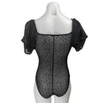ZARA Black Mesh Sheer Short Puff Sleeve Polka Dots Blouse Bodysuit Top Size M Photo 2
