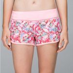 Lululemon  Run Speed Shorts Flowabunga Mini Multi Bleached Coral Sz 6 Pink Floral Photo 1