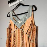 Sundance  Slip Dress Silk Sleeveless Orange Tribal Aztec Boho Print Size 16 Midi Photo 1