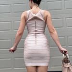Bebe  Baby Pink Sequin Bandage Bodycon Mesh Mini Dress Size Small Photo 2