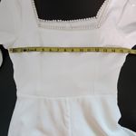 Lulus  White Long Sleeve Romper with Pearl Neckline NWT Size Medium Bridal Romper Photo 9