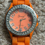 Geneva Platinum women’s vintage orange/silver crystal‎ adjustable bracelet watch Orange Photo 0