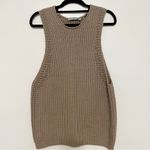 Vince  Chunky Waffle Knit Sweater Tank Khaki Small Photo 3