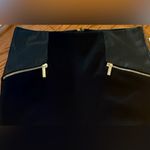 MICHAEL Michael Kors Black Skirt with Faux Black Leather and Gold Zipper Accents Size 4 Photo 1