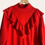 Who What Wear  Red Long Sleeve Ruffled Mock Neck Sweater Dress Size L Photo 5