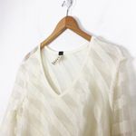 Free People We The  Oversized Faux Wrap Sweater Small Cream Striped V-Neck Soft Photo 5