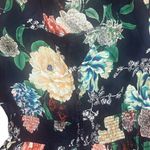 Floral Maxi Women Size Small V Neck Short Sleeve Smock Waist Spring Boho Prairie Blue Photo 3