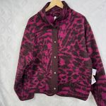 Zella Z by  Faux Shearling Print Hybrid Jacket Burgundy Abstract Spots Sz XL‎ NWT Photo 4