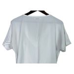 ZARA Textured Detail Keyhole Tie Front Short Sleeve V Neck Crop Top S White Photo 4
