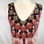 Premise  black pink rust Bali boho paisley print shift dress size large Photo 1