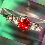 Boutique July Ruby Red Ring Sterling Silver Shine Bedazzled Gemstone Tiara Crystal Y2K Photo 0
