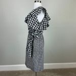 Calvin Klein  One Shoulder Gingham Sheath Dress Black and White Size 12 Photo 4