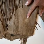 HOT LEATHER Fringe Bead/Bone Beige Leather Women’s Crop Motorcycle Jacket SZ XL Brown Photo 14