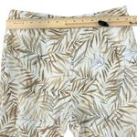 Allison Taylor  100% Linen High Rise Tan White Tropical Leaf Palm Capri Pants 6 Photo 4