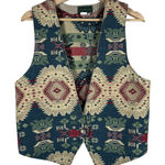 Vintage Willowbend Womens Tapestry Vest Size L Western Aztec USA Rodeo Cowgirl Size L Photo 0