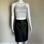 Vintage Black Leather High Rise Skirt With Back Slit Size 6 Photo 3