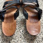 Paul Green  Wedge Sandal Size 5.5 Black Patent Leather Slip On Slide Photo 4
