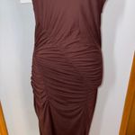 Anthropologie Ruched Mock Neck Knit Dress Cocoa Plum Fitted Sleeveless Bodycon Photo 4